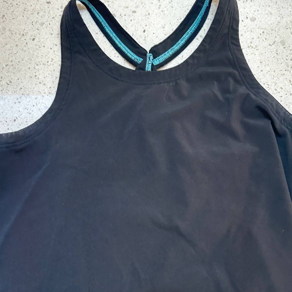Black Tank Top with Blue Straps